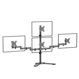 Pholiten Quad Monitor Freestanding Mount for 13-32 Inch Screens, Fully Adjustable 4 Monitor Stand with Base,Swivel, Tilt, Rotation,75 * 75MM/100 * 100MM Vesa Stand, Max Load 22lbs