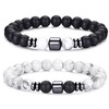 MOROTOLE 2pcs Mens Beaded Bracelets 8MM Natural Stone Bracelets for