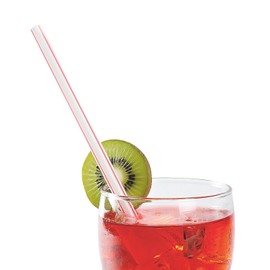 AmerCare 7.75 Inch Giant White with Red Stripes Paper Wrapped Straws, Case of 7200