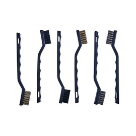 Dapetz® 6-Pack Mini Wire Brush Set - 2 Nylon Brushes & 4 Brass Steel Brushes (175mm) for Cleaning, Crimping, Scratch Removal, Welding Slag, and Rust Treatment