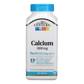 Calcio con vitamina D3, 20 mcg, 1000 mg, 90 comprimidos, sin sabor, sin sabor