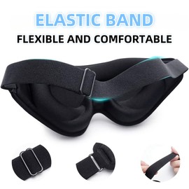 Eye Mask for Sleeping, 3D Contoured Sleep Eye Mask with Adjustable Strap, Night Eye Sleep Mask for Traveling Yoga Nap -Black (20-24in)