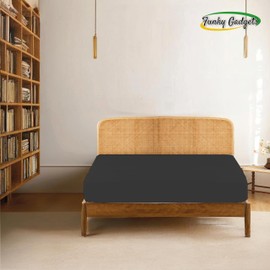 Funky Gadgets King Size Fitted Sheets Extra Deep Pocket 40cm - 90 GSM Soft Brushed Microfiber Bed Sheets Easy Care 16 Inches Bottom Sheet Charcoal/Dark Grey Fitted Sheet (152 X 200cm)