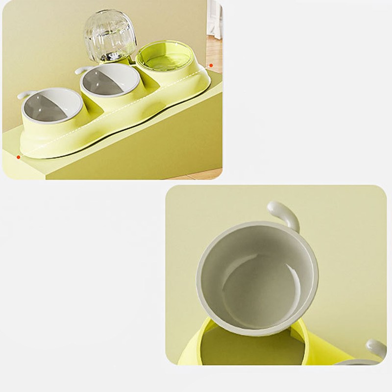 Pet Water Food Bowls 3 in 1 Prevent Slip Tilted