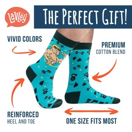 Lavley - Calcetines divertidos para hombres, regalos novedosos para fanáticos de los deportes, golf, pickleball, levantamiento de pesas, carreras y más, ¿Incluso levantas a hermano? (Azul), One Size