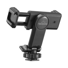 Necessia NCT-06 Smartphone Holder, Tripod Mount, 360 Degree Rotation, Smartphone Stand, Shoe Mount, Cold Shoe, 1/4 Screw Hole, Ultra Lightweight, Selfie, Vlog, Live Streaming, Black