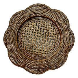 Rattan Scalloped Round Charger Plate in Natural - 1 Charger Plate