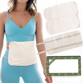 Haootadiy Castor Oil Pack Compress- Castor Oil Packs for Liver Detox,Constipation and Better Sleep -Less Mess, Heatless,Reusable-4 Pc Bundle-Two flannel Liner Packs- Castor Oil Not Included