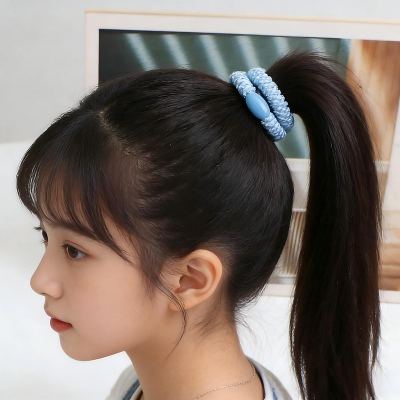 ヘアゴム 4個セット、編み込みデザイン、ビーズ付き、キッズ 、女の子 、ヘアゴム高弾力、レディース ガールズ ヘアアクセサリー (ピンク)pk