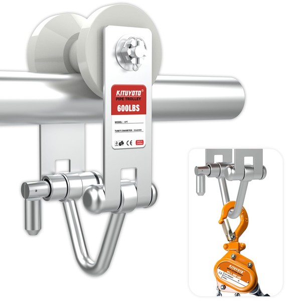 600LB Pipe Trolley Hoist - Ball Bearing Roller Cart for
