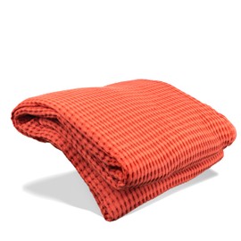 NOAH VERDE Bedspread Waffle Pique: Red, Sofa Blanket: 120 x 170 cm, 100% Cotton, Breathable, Lightweight Summer Duvet, Waffle Blanket, Bed Throw, Couch Blanket, Cuddly Blanket, Cotton Blanket, Thin