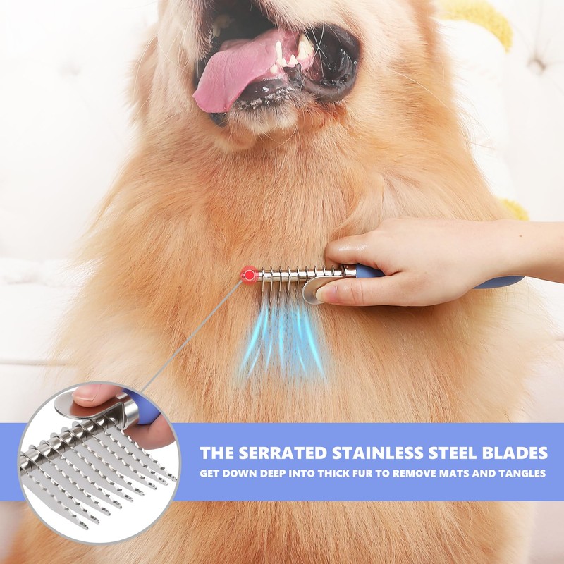 Myselect Dematting Comb for Doodles & Poodles, Dual-Sided Comb Tool