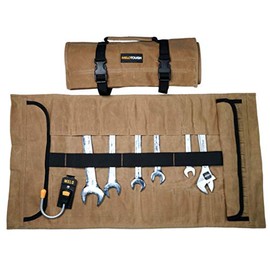MELOTOUGH Waxed Canvas Tool Roll Wrench Roll Organizer Socket Tool Roll Pouch, 32 Pocket (Tan)