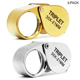 QiCheng&LYS Jeweler Eye Magnifying Glass 30x21mm Glass Lens Magnifier Magnifier for Home Work Shop Classroom Jewellery Coins Stamps Wristwatch Identifying (Silver and Gold)