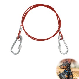 1M Dog Tie Out Cable, Strong Dog Chain Lead for Large & Medium Dogs, Weatherproof Tie-Out with Clips, Long Line Lead, Ideal for Garden, Camping, Training, Hiking and Outdoor Use