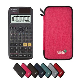 CALCUSO economy pack: Casio FX 87 DE X ClassWiz Technical Scientific Calculator + WYNGS Protective Case Pink
