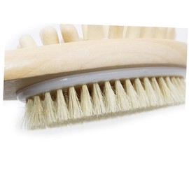 WOONEKY Natural Bristle Wooden Shower Brush Double Sided Body Massage Brush with Handle for Feet Knees