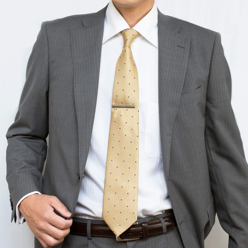 Tabarat Tps-095 Men's Tie Clip, Made in Japan, Brass, Knurled,