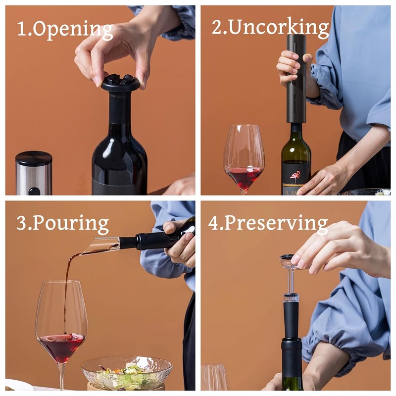 PEIPU Electric Wine Bottle Opener, 4 Pack Battery Operated, Easy
