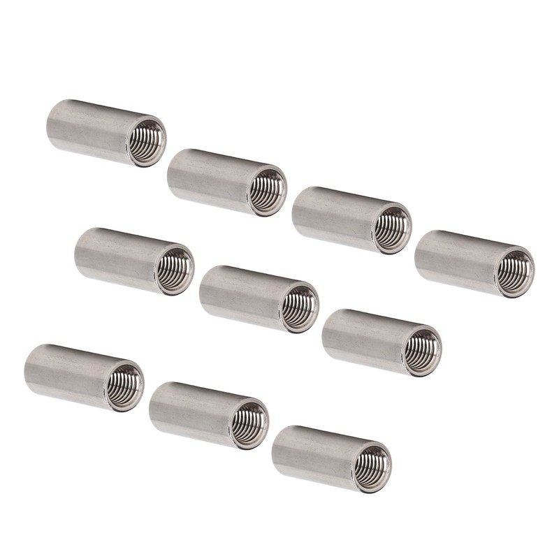 10PCS Round Coupling Nuts 304 Stainless Steel Female Thread Cylindrical