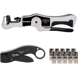 Channel Master Coaxial Connector Installation Kit - Weatherproof Connectors & Installation Tools for Standard, Dual, Tri & Quad Shield Cables, Ideal for Digital HDTV Antenna Installation