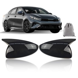 Mirror Cover Cap for Kia Forte Cerato K3 2019 2020 2021 2022 2023 2024, 2PCS Car Exterior Door Ox Horn Side Rearview Mirror Guard Cover Trim Caps Stick-on Glossy Black With Turn Signal