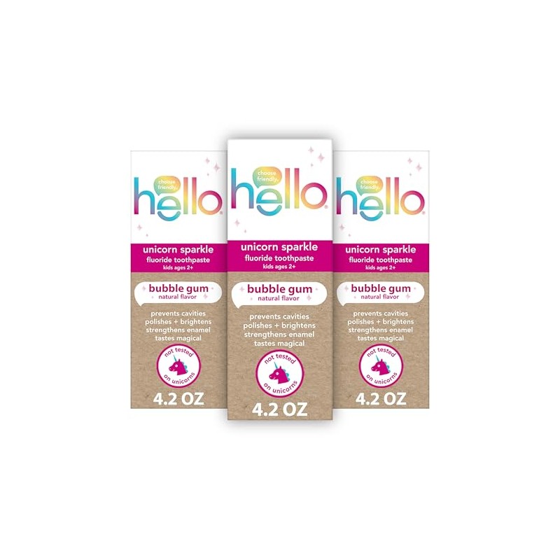 Hello Unicorn Sparkle Kids Toothpaste - Bubble Gum Flavor