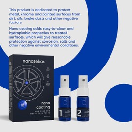 Nanotekas Nano Ceramic Coating for Cars - Rim and Metal Trim Ceramic Coating Kit. Easy to Use Wheel Ceramic Coating Suitable for All Rim Types - Brake Dust Repellent for Cars & Motorbikes