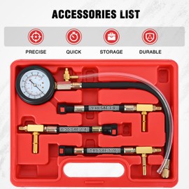 Nilight Fuel Pressure Gauge Tester Kit with Quick Connected Hose, 0-100 PSI Fuel Pressure Tester Tool with 6.30 7.89 9.49 Fuel Line Fittings, 4PCS