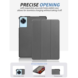 Case for DOOGEE U11 11 Inch, yystao Slim Stand Tri-Fold Hard Protective Case Cover Compatible with DOOGEE U11, Shockproof & Auto Sleep/Wake, Gray