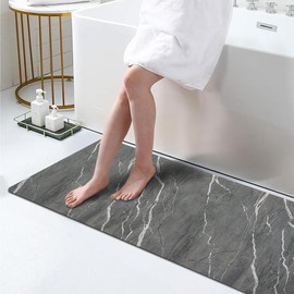 Petgrow Earth Bath Rug Quick Dry Bathroom Runner Rug Absorbent Stain Resistant 3FTX17FT,Non-Slip Long Bath Rug Runner Carpet Door Mat for Hallway Floor Entryway Laundry,Easy to Clean/Custom Size，Grey