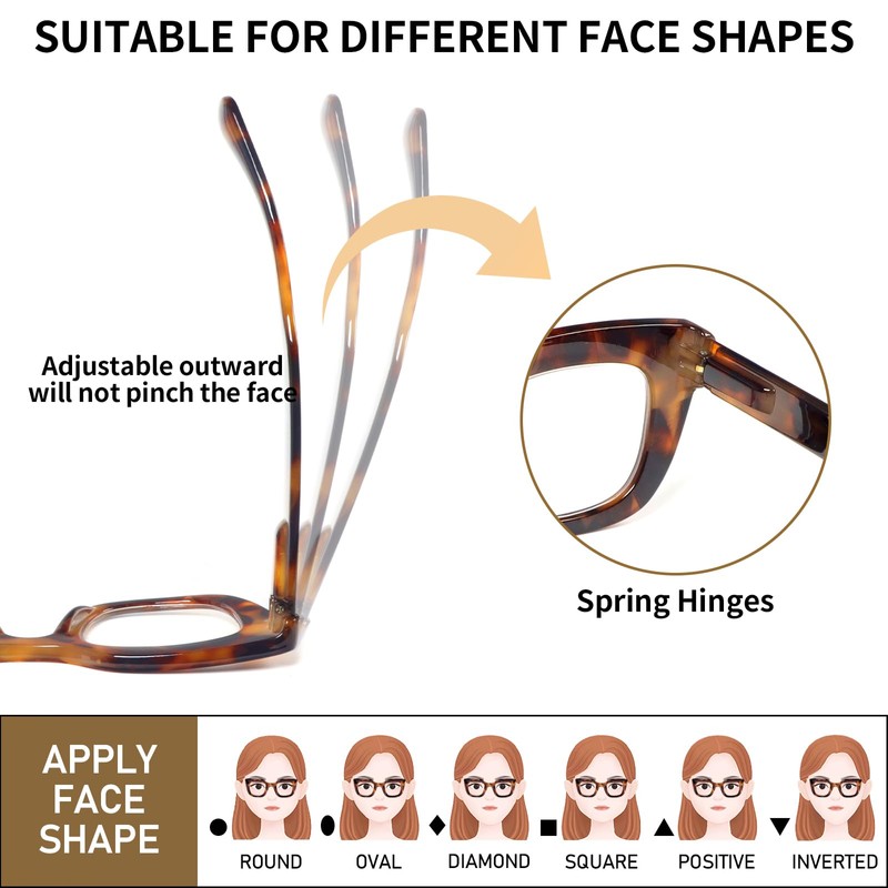 REAVEE 3 Pack Oprah Style Reading Glasses for Women Thick