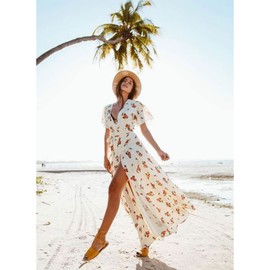 DRESHOW Women's Panama Hat Fedora Beach Sun Hat Wide Edge Straw Roll Up Hat UPF 50+, Panama Beige With Beige Ribbon