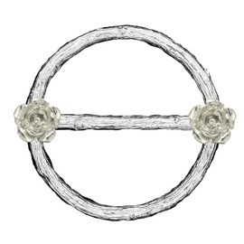 Rose Scarf Ring, Twig with Two Roses, Hand Crafted Jeweellery, Hand Made Jewellery, Handcast in Fine Pewter by William Sturt
