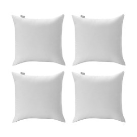 Acanva 22x22 Throw Pillow Inserts Set of 4, Premium Polyester Fiber Fill Square Sham Stuffer Cushion for Sofa, Bed, Couch and Chair, Machine Washable, White 4 Count