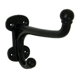Vintage Black Cast Iron Double Wall Hat Coat Purse Harness Hook 4.5" H x 7.5" L