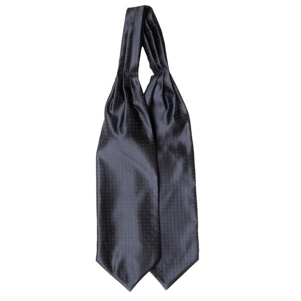 CAMELLUCCI Men's Cravat Ascot 100%silk Grey Polka Dot Extra Long