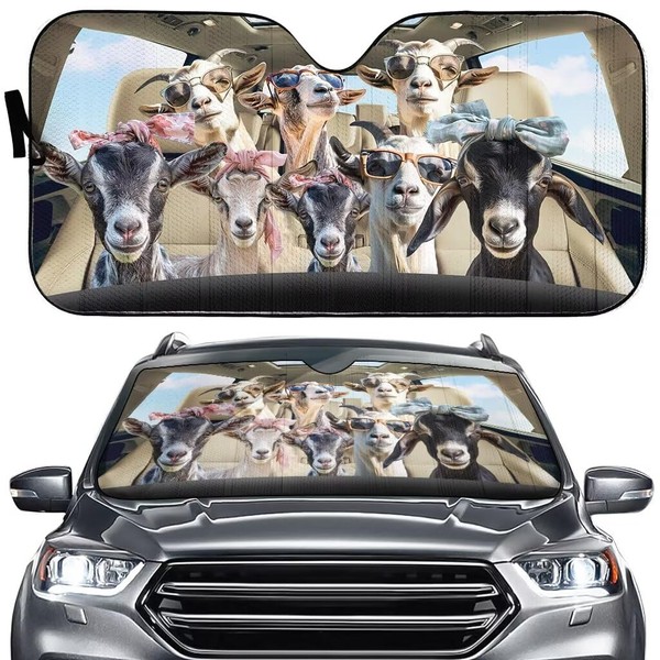 Generic Goat Family Car Sun Shade, Funny Animal Auto Windshield
