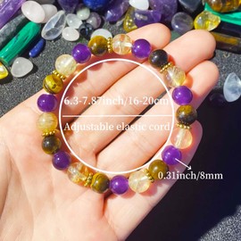 Omnikryp Amethyst Armband, Damen Beads ArmbandCrystal Bracelet, Perlenarmband für Frauen, Bracelet Natursteine, Perlenarmband Damen, Zartes Schmuckstück Geschenke