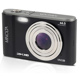 Minolta MND20 44 MP 2.7K Ultra HD Digital Camera with Slinger Camera case (Black)