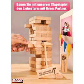 BLOOOK Stacking Game, Pair Games for Couples, Couple Games, Wooden Wobble Tower, Partner Games for Adults, Wooden Toy, Partner Gifts, Women, Men