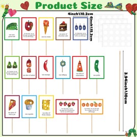99Pcs Hungry Caterpillar Food Tags Theme Cupcake Food Tags Sets Food Labels Birthday School Party Decor Kids Snack Labels Baby Shower Supplies Toddler Kitchen Organizers Classroom Food Markers