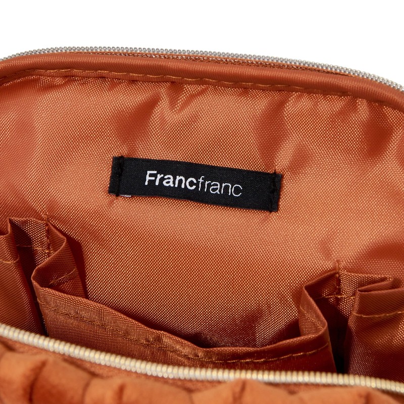 Francfranc Velour Pleated Stand Pouch, orange