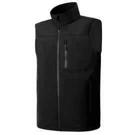 Mens Windproof Golf Vest Outerwear Zip Up Fleece Lined Softshell Sleeveless Lightweight Jacket for Travel Running Hiking Sports Black 2XL