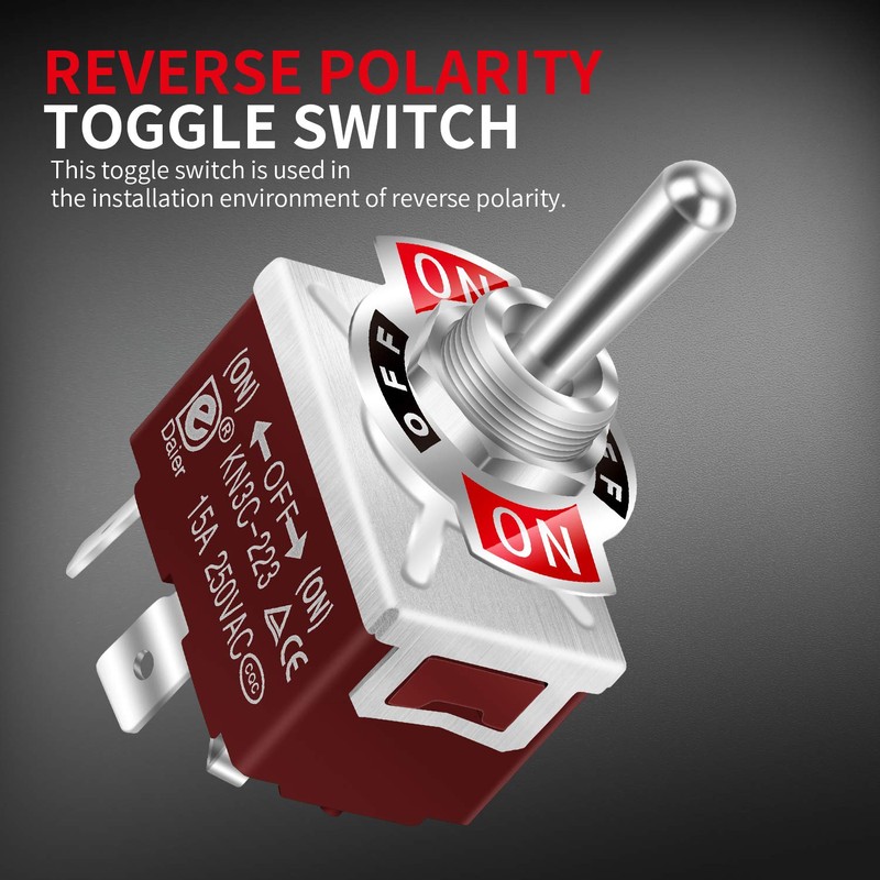 DaierTek Waterproof Reverse Polarity Switch 12V Momentary Toggle Switch 30A