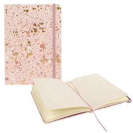 Idena Sparkle Rose 12250 Notebook, Squared, 14 x 20 cm, 192 Pages, 100 g/m², with Document Pocket, Bookmark and Rubber Closure, Pack of 1