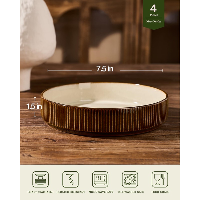 Star 7.5" Pasta Bowls Set of 4, Microwave & Dishwasher