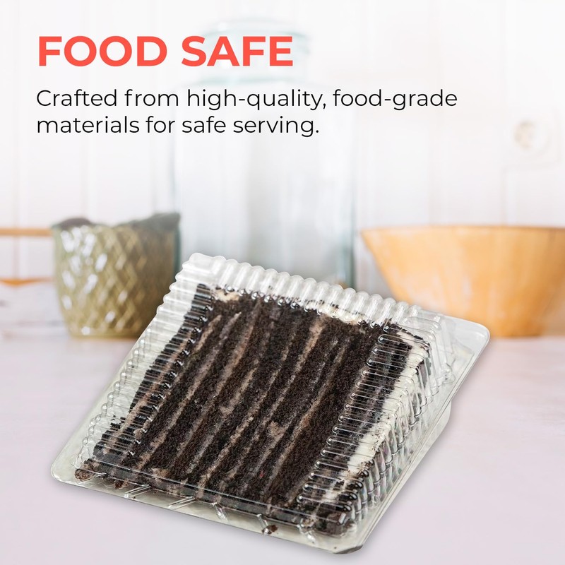 Sideways Cake Slice Containers with Hinged Lids – 30 Pack,