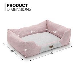 MoNiBloom 32"x26"x8" Dog Beds for Large Size Dogs Machine-Washable Linen-Like Fabric Pet Beds Warming Cozy Soft Bed for Dogs and Cat, Soft Pink