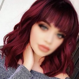 Peluca Rizada de Color Rojo Vino, Peluca para Mujer, Peluca de Longitud Media, Peluca de Seda de Alta Temperatura, Botón, Red para el Cabello, Portátil, Compacta, Práctica para